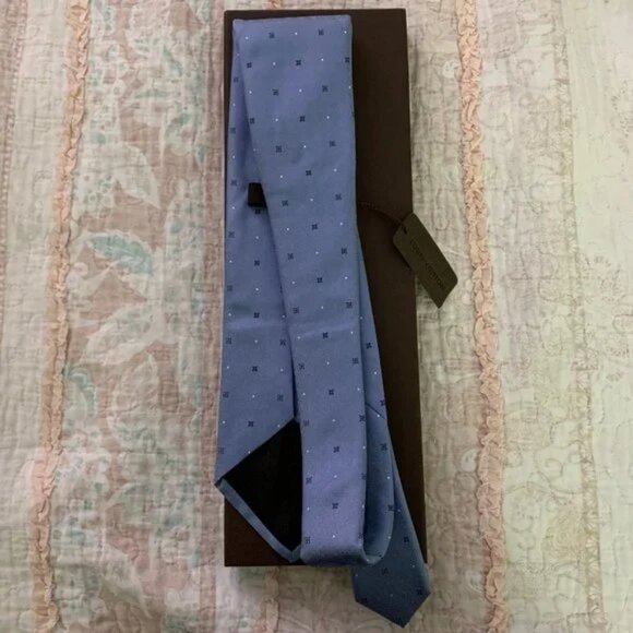 Louis Vuitton Blue Monogram Silk Neck Tie w/ Tag Box Unused - Picture 2 of 6